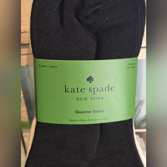 Kate Spade Black, Cream & Grey Quarter Socks Pk Of 6 - Picture 2 of 4